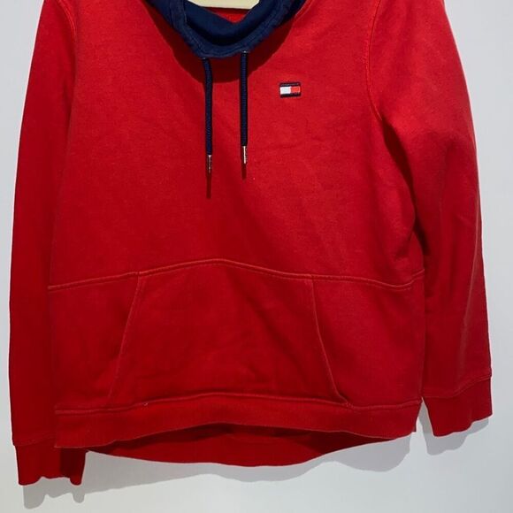 Tommy Hilfiger Sport Drawstring Turtleneck Long Sleeve Red Blue Sweater Size L - Picture 2 of 9